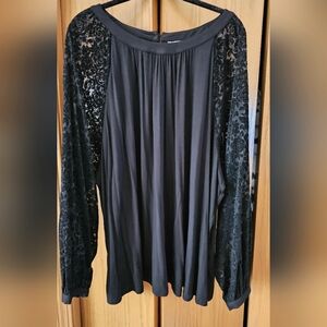 Elegant Black Lace Sleeve Women's Top